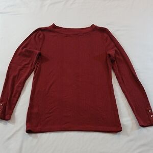 LOFT Burgundy Ribbed Knit Top